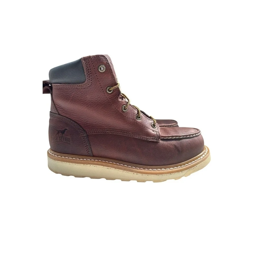 Irish Setter Ashby 83606 Mens‎ 9.5 D Brown Leather Moc Toe Wedge Work Boots
